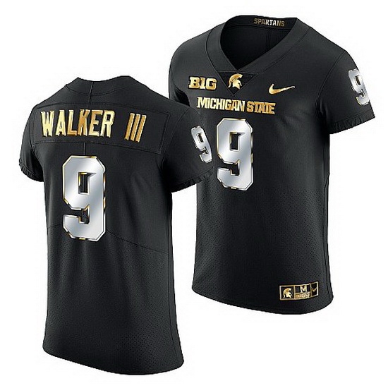 Michigan State Spartans Kenneth Walker Iii 2021 22 Golden Edition Limited Football Black Jersey Michigan State Spartans Kenneth Walker Iii 2021 22 Golden Edition Limited Football Black Jersey