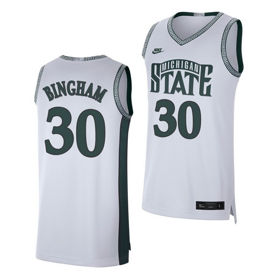 Michigan State Spartans Marcus Bingham Jr. White Retro Limited Men'S Jersey Michigan State Spartans Marcus Bingham Jr. White Retro Limited Men'S Jersey