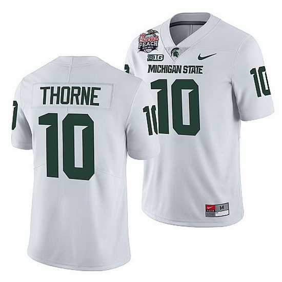 Michigan State Spartans Payton Thorne White 2021 Peach Bowl College Football Playoff Jersey Michigan State Spartans Payton Thorne White 2021 Peach Bowl College Football Playoff Jersey