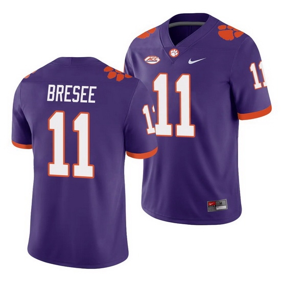 Clemson Tigers Bryan Bresee Purple College Football Men'S Jersey Clemson Tigers Bryan Bresee Purple College Football Men'S Jersey