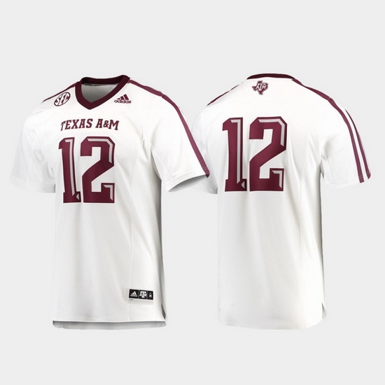 Men Texas A&M Aggies 12 White Premier Football Jersey Men Texas A&M Aggies 12 White Premier Football Jersey