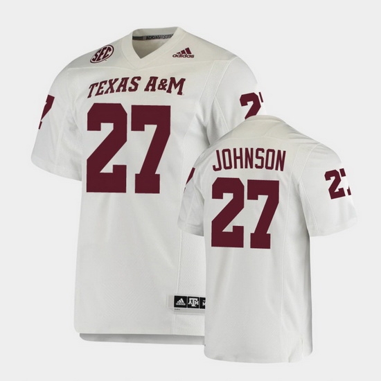 Men Texas A&M Aggies Antonio Johnson College Football White Premier Jersey Men Texas A&M Aggies Antonio Johnson College Football White Premier Jersey