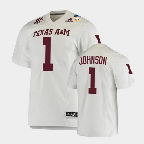 Men Texas A&M Aggies Buddy Johnson 2021 Orange Bowl College Football White Jersey Men Texas A&M Aggies Buddy Johnson 2021 Orange Bowl College Football White Jersey