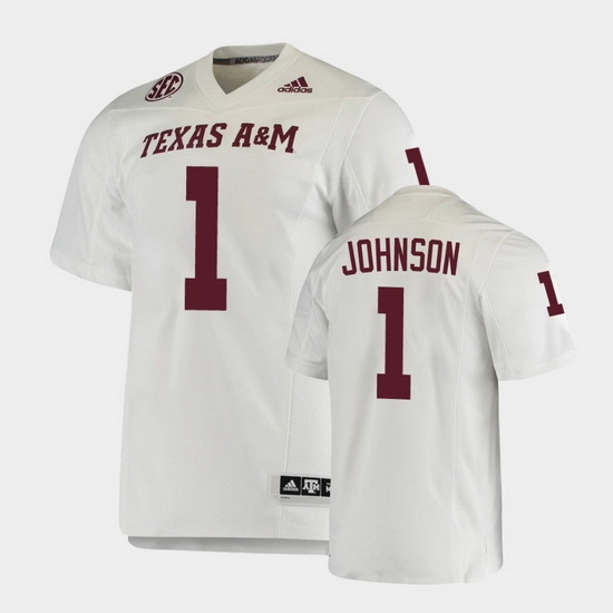 Men Texas A&M Aggies Buddy Johnson College Football White Premier Jersey Men Texas A&M Aggies Buddy Johnson College Football White Premier Jersey