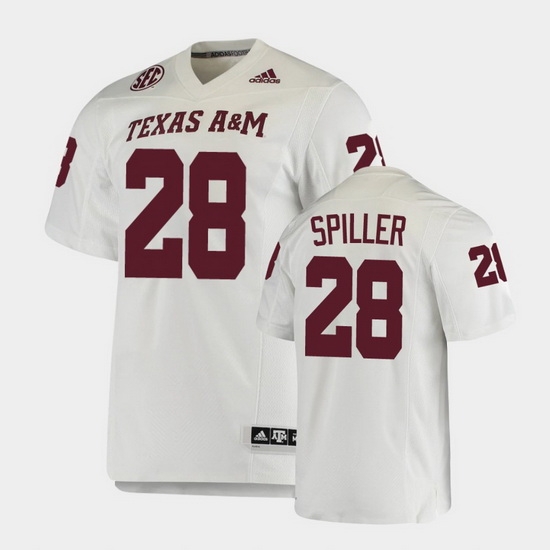 Men Texas A&M Aggies Isaiah Spiller College Football White Premier Jersey Men Texas A&M Aggies Isaiah Spiller College Football White Premier Jersey