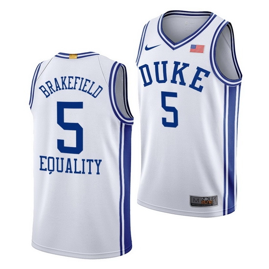 Duke Blue Devils Jaemyn Brakefield White Equality Men Jersey Duke Blue Devils Jaemyn Brakefield White Equality Men Jersey