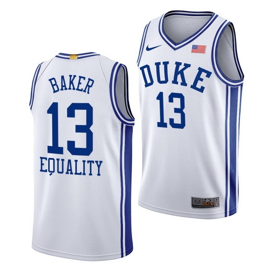 Duke Blue Devils Joey Baker White Equality Men Jersey Duke Blue Devils Joey Baker White Equality Men Jersey