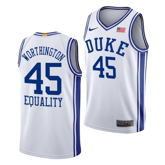 Duke Blue Devils Keenan Worthington White Equality Men Jersey Duke Blue Devils Keenan Worthington White Equality Men Jersey