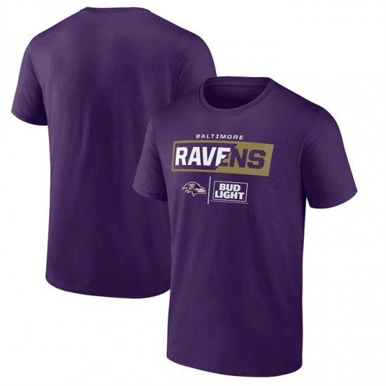 Men Baltimore Ravens Purple X Bud Light T Shirt Men Baltimore Ravens Purple X Bud Light T Shirt