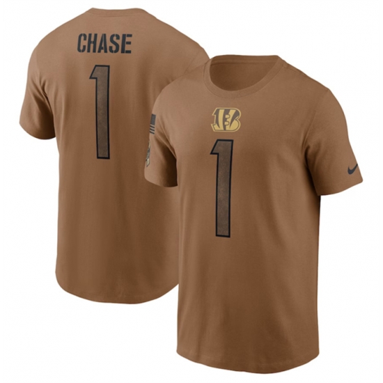 Men Cincinnati Bengals 1 Ja 27Marr Chase 2023 Brown Salute To Service Name 26 Number T Shirt Men Cincinnati Bengals 1 Ja 27Marr Chase 2023 Brown Salute To Service Name 26 Number T Shirt