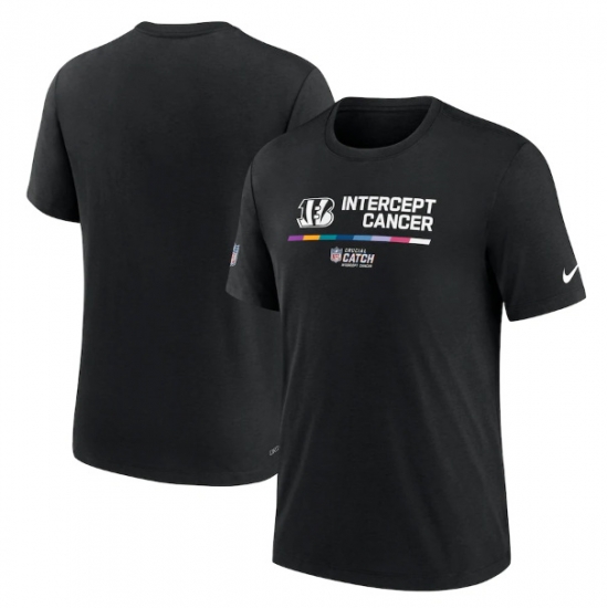 Men Cincinnati Bengals 2022 Black Crucial Catch Performance T Shirt Men Cincinnati Bengals 2022 Black Crucial Catch Performance T Shirt