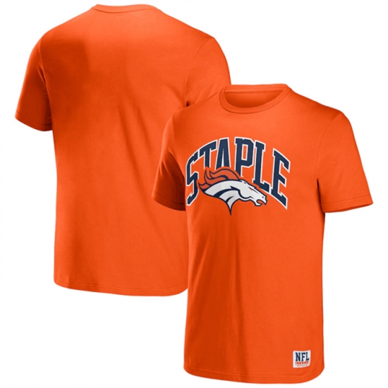 Men Denver Broncos X Staple Orange Logo Lockup T Shirt Men Denver Broncos X Staple Orange Logo Lockup T Shirt