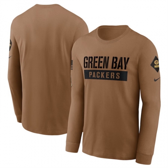 Men Green Bay Packers 2023 Brown Salute To Service Long Sleeve T Shirt Men Green Bay Packers 2023 Brown Salute To Service Long Sleeve T Shirt