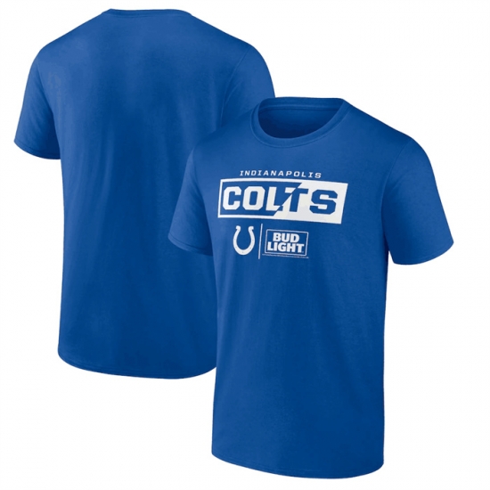 Men Indianapolis Colts Blue X Bud Light T Shirt Men Indianapolis Colts Blue X Bud Light T Shirt