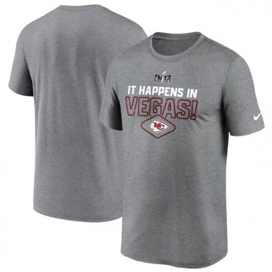 Men Kansas City Chiefs Heather Gray Super Bowl LVIII Logo Lockup T Shirt Men Kansas City Chiefs Heather Gray Super Bowl LVIII Logo Lockup T Shirt