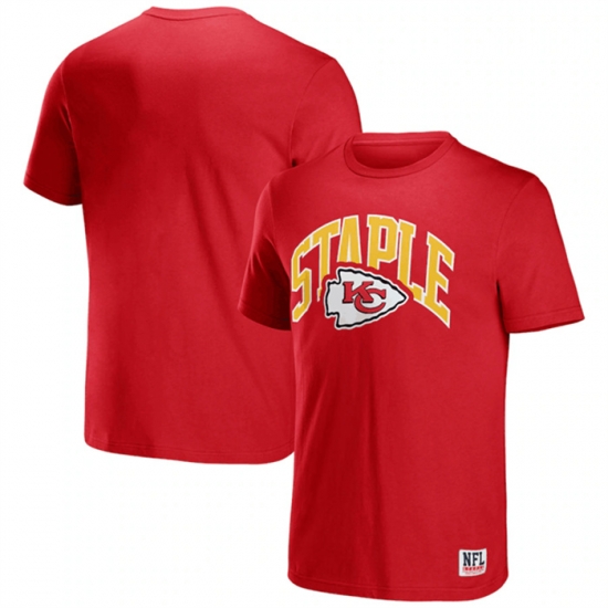 Men Kansas City Chiefs X Staple Red Logo Lockup T Shirt Men Kansas City Chiefs X Staple Red Logo Lockup T Shirt