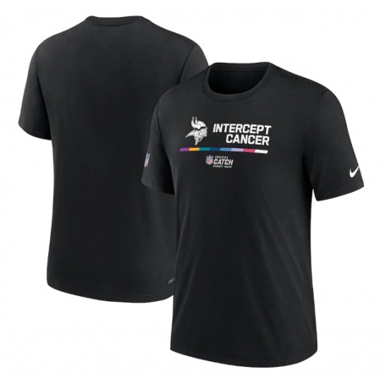 Men Minnesota Vikings 2022 Black Crucial Catch Performance T Shirt Men Minnesota Vikings 2022 Black Crucial Catch Performance T Shirt