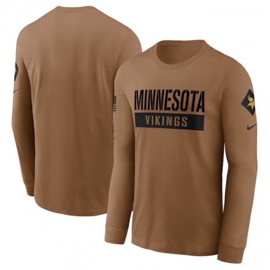 Men Minnesota Vikings 2023 Brown Salute To Service Long Sleeve T Shirt Men Minnesota Vikings 2023 Brown Salute To Service Long Sleeve T Shirt