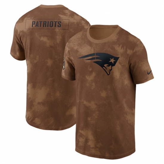 Men New England Patriots 2023 Brown Salute To Service Sideline T Shirt Men New England Patriots 2023 Brown Salute To Service Sideline T Shirt