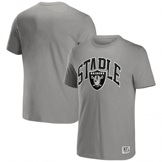 Men Las Vegas Raiders X Staple Grey Logo Lockup T Shirt Men Las Vegas Raiders X Staple Grey Logo Lockup T Shirt