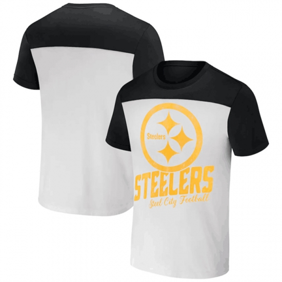 Men Pittsburgh Steelers Cream Black X Darius Rucker Collection Colorblocked T Shirt Men Pittsburgh Steelers Cream Black X Darius Rucker Collection Colorblocked T Shirt