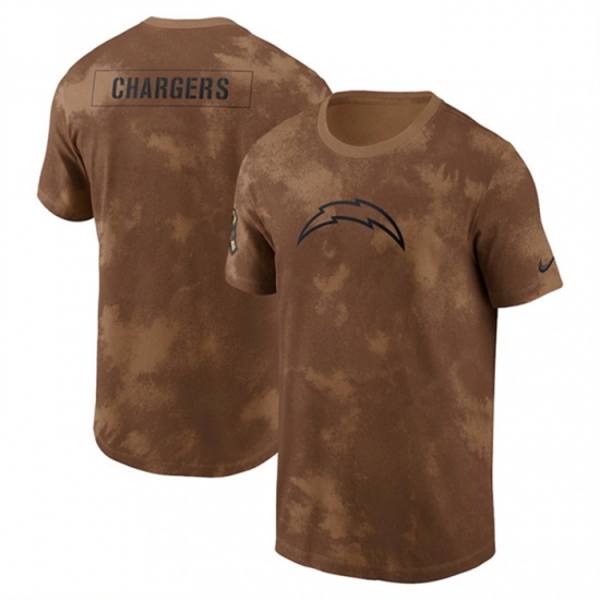 Men Los Angeles Chargers 2023 Brown Salute To Service Sideline T Shirt Men Los Angeles Chargers 2023 Brown Salute To Service Sideline T Shirt
