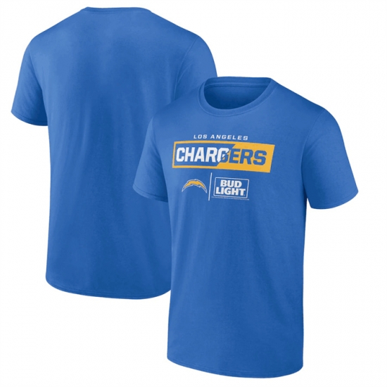 Men Los Angeles Chargers Light Blue X Bud Light T Shirt Men Los Angeles Chargers Light Blue X Bud Light T Shirt