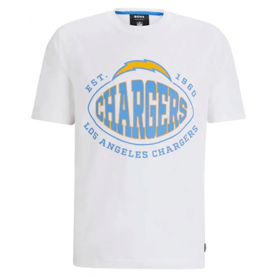 Men Los Angeles Chargers White BOSS X Trap T Shirt Men Los Angeles Chargers White BOSS X Trap T Shirt