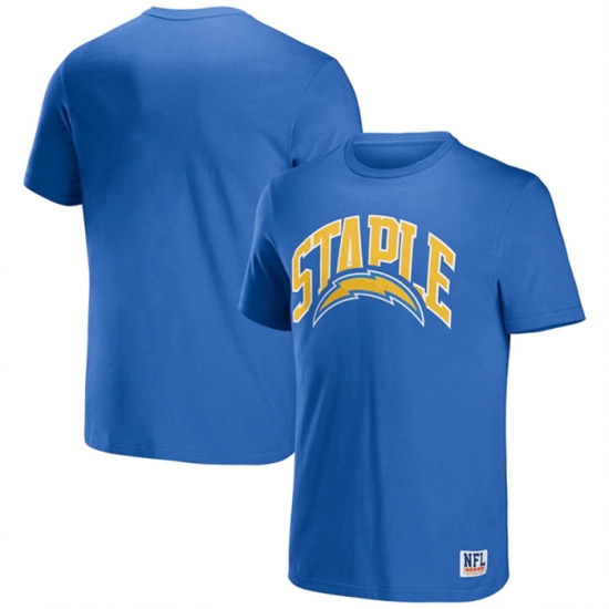 Men Los Angeles Chargers X Staple Light Blue Logo Lockup T Shirt Men Los Angeles Chargers X Staple Light Blue Logo Lockup T Shirt