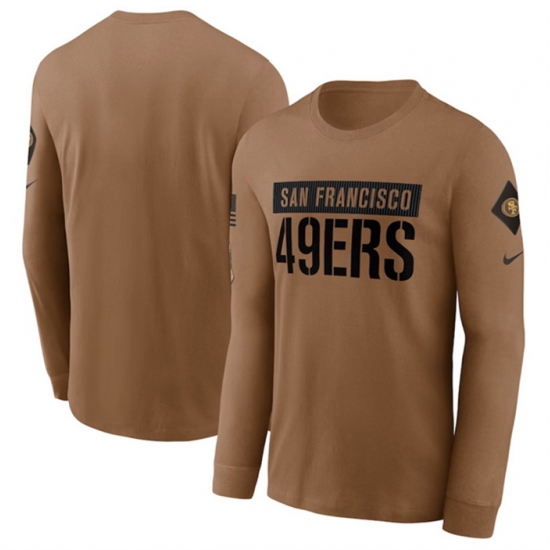 Men San Francisco 49ers 2023 Brown Salute To Service Long Sleeve T Shirt Men San Francisco 49ers 2023 Brown Salute To Service Long Sleeve T Shirt
