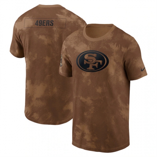 Men San Francisco 49ers 2023 Brown Salute To Service Sideline T Shirt Men San Francisco 49ers 2023 Brown Salute To Service Sideline T Shirt