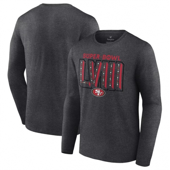 Men San Francisco 49ers Heather Charcoal Super Bowl LVIII Local Team Long Sleeve T Shirt Men San Francisco 49ers Heather Charcoal Super Bowl LVIII Local Team Long Sleeve T Shirt