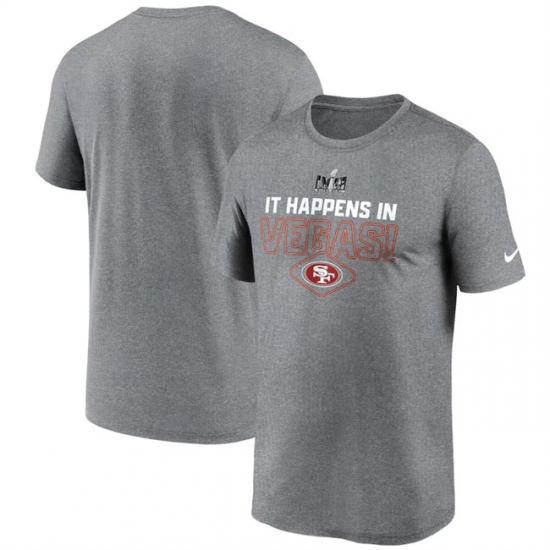 Men San Francisco 49ers Heather Gray Super Bowl LVIII Logo Lockup T Shirt Men San Francisco 49ers Heather Gray Super Bowl LVIII Logo Lockup T Shirt