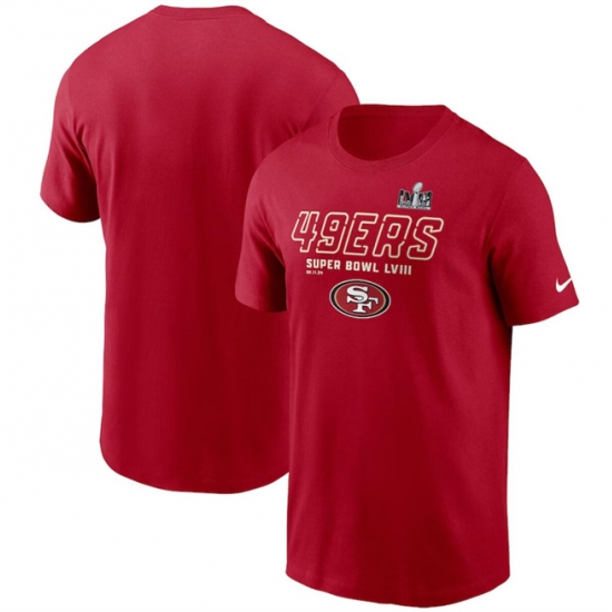 Men San Francisco 49ers Scarlet Super Bowl LVIII Iconic T Shirt Men San Francisco 49ers Scarlet Super Bowl LVIII Iconic T Shirt