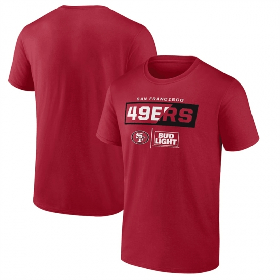 Men San Francisco 49ers Scarlet X Bud Light T Shirt Men San Francisco 49ers Scarlet X Bud Light T Shirt