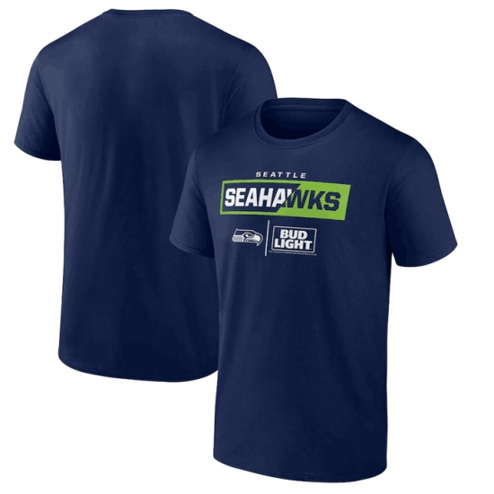 Men Seattle Seahawks Navy X Bud Light T Shirt Men Seattle Seahawks Navy X Bud Light T Shirt