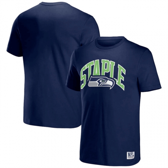 Men Seattle Seahawks X Staple Navy Logo Lockup T Shirt Men Seattle Seahawks X Staple Navy Logo Lockup T Shirt