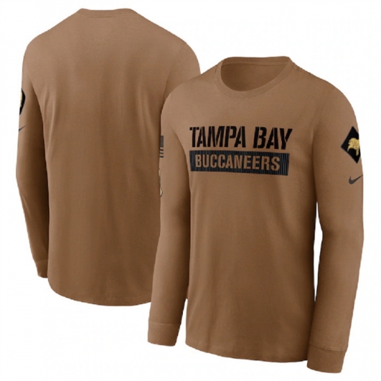 Men Tampa Bay Buccaneers 2023 Brown Salute To Service Long Sleeve T Shirt Men Tampa Bay Buccaneers 2023 Brown Salute To Service Long Sleeve T Shirt