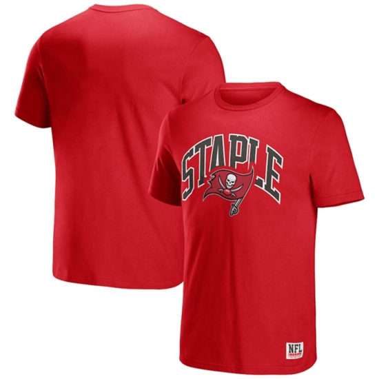 Men Tampa Bay Buccaneers X Staple Red Logo Lockup T Shirt Men Tampa Bay Buccaneers X Staple Red Logo Lockup T Shirt