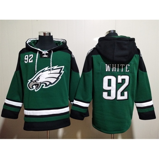 Philadelphia Eagles Green Sitched Pullover Hoodie #92 Reggie White