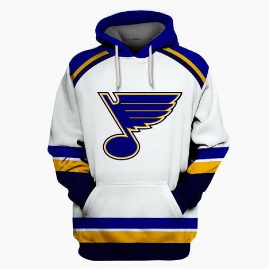 Men St.Louis Blues White All Stitched Hooded Sweatshirt Men St.Louis Blues White All Stitched Hooded Sweatshirt