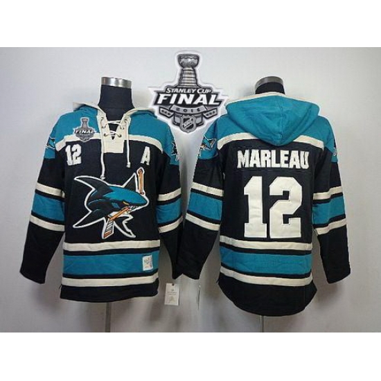 Men San Jose Sharks 12 Patrick Marleau Black Sawyer Hooded Sweatshirt 2016 Stanley Cup Final Patch Stitched NHL Jersey Men San Jose Sharks 12 Patrick Marleau Black Sawyer Hooded Sweatshirt 2016 Stanley Cup Final Patch Stitched NHL Jersey