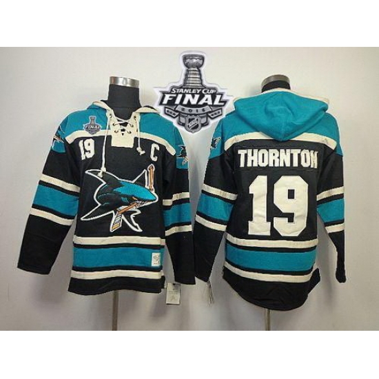 Men San Jose Sharks 19 Joe Thornton Black Sawyer Hooded Sweatshirt 2016 Stanley Cup Final Patch Stitched NHL Jersey Men San Jose Sharks 19 Joe Thornton Black Sawyer Hooded Sweatshirt 2016 Stanley Cup Final Patch Stitched NHL Jersey
