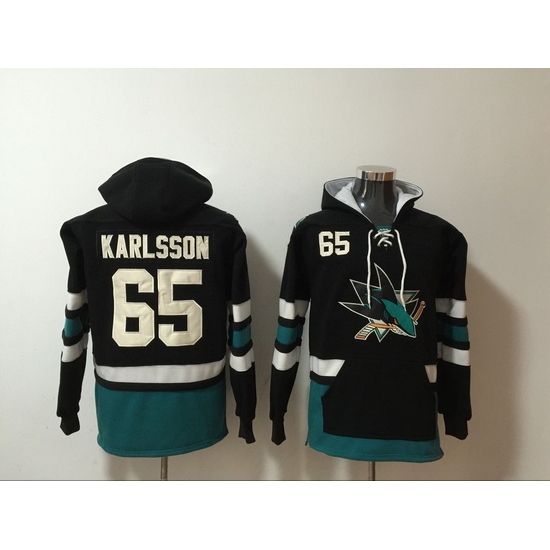 Men San Jose Sharks 65 Erik Karlsson Black Stitched Hoodie Men San Jose Sharks 65 Erik Karlsson Black Stitched Hoodie