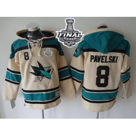 Men San Jose Sharks 8 Joe Pavelski Cream Sawyer Hooded Sweatshirt 2016 Stanley Cup Final Patch Stitched NHL Jersey Men San Jose Sharks 8 Joe Pavelski Cream Sawyer Hooded Sweatshirt 2016 Stanley Cup Final Patch Stitched NHL Jersey