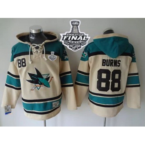 Men San Jose Sharks 88 Brent Burns Cream Sawyer Hooded Sweatshirt 2016 Stanley Cup Final Patch Stitched NHL Jersey Men San Jose Sharks 88 Brent Burns Cream Sawyer Hooded Sweatshirt 2016 Stanley Cup Final Patch Stitched NHL Jersey