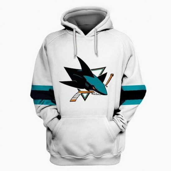 Men San Jose Sharks White All Stitched Hooded Sweatshirt Men San Jose Sharks White All Stitched Hooded Sweatshirt