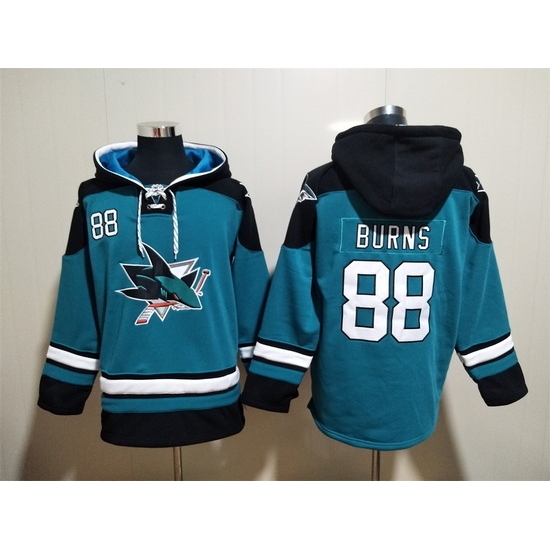 Men's San Jose Sharks #88 Brent Burns Teal Ageless Must-Have Lace-Up Pullover Hoodie Men's San Jose Sharks #88 Brent Burns Teal Ageless Must-Have Lace-Up Pullover Hoodie