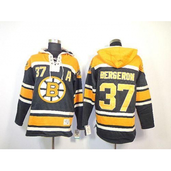 Bruins #37 Patrice Bergeron Black Sawyer Hooded Sweatshirt Stitched NHL Jersey Bruins #37 Patrice Bergeron Black Sawyer Hooded Sweatshirt Stitched NHL Jersey
