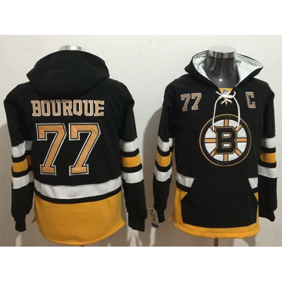 Men Boston Bruins 77 Ray Bourque Black Name 26 Number Pullover NHL Hoodie Men Boston Bruins 77 Ray Bourque Black Name 26 Number Pullover NHL Hoodie